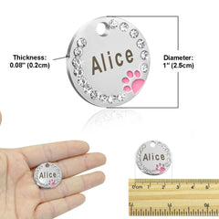 Personalized Dog Cat ID Tag Bling Rhinestone Puppy Kitten Name Tags Anti-lost Pet Collar Accessories Free Engraved Pet Products