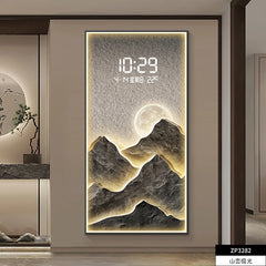 Home Decor LED Lights Digital Display Wall Clock Living Room Wall Decoration Hanging Painting Digital Electronic Clock
