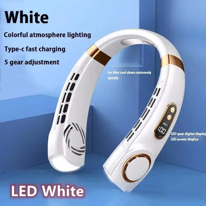 Xiaomi 8000mAh USB Hanging Neck Fan Portable Bladeless Mini Rechargeable Mute LED Digital Display Electric Air Cooler Handheld
