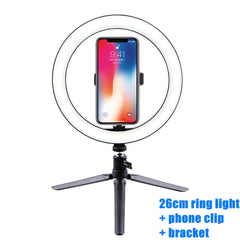 26cm 10 inch Led Ring Selfie Light Dimmable Photography Lighting Kit Usb Charge Lamp With Tripod For Live Video 120 Lamp Beads