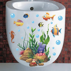 Green Plant Leaves Bathroom Toilet Sticker WC Closestool Wall Sticker Self Adhesive Mural Beautify Flower Home Decor Decals