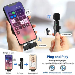 Wireless Lavalier Microphone Mini Mic for iPhone Android Live Broadcast Gaming Phone Audio Video Recording Wireless Portable Mic