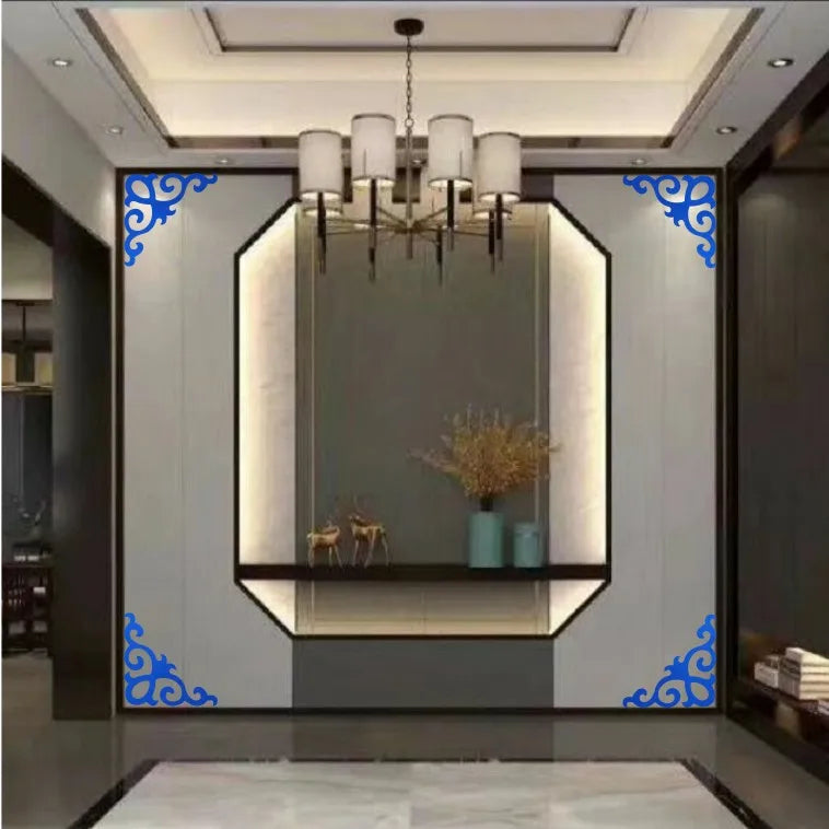 4pcs Acrylic Mirror Sticker Right Angle Corner Hollow Stickers Self Adhesive Removable Wall Mirror Stickers for Home Decor