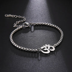 Dawapara Om Ohm Aum Charm Spiritual Pendant Stainless Steel Bracelet Yoga Jewelry Meditation Buddhist Spiritual Amulet