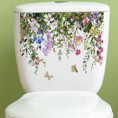 Green Plant Leaves Bathroom Toilet Sticker WC Closestool Wall Sticker Self Adhesive Mural Beautify Flower Home Decor Decals