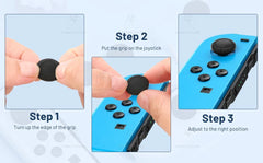 Joycon Joystick Replacement Cap for Switch/Switch Lite/Switch OLED Premium Thumb Grip Non-Slip Silicone Protective Cover - Black