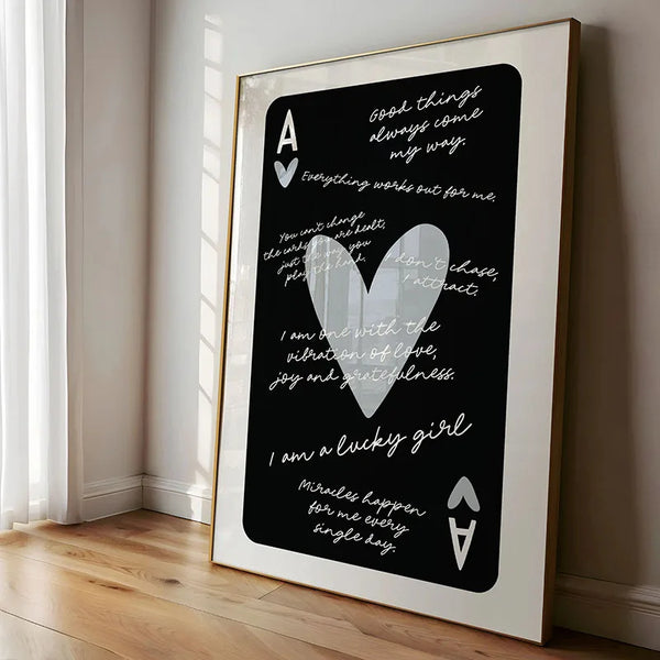 1pcs Ace Card Positive Sayings Print Fashion Canvas Wall Art Canvas Print Aesthetic Decor Vintage Bedroom Cute Poster  wall art