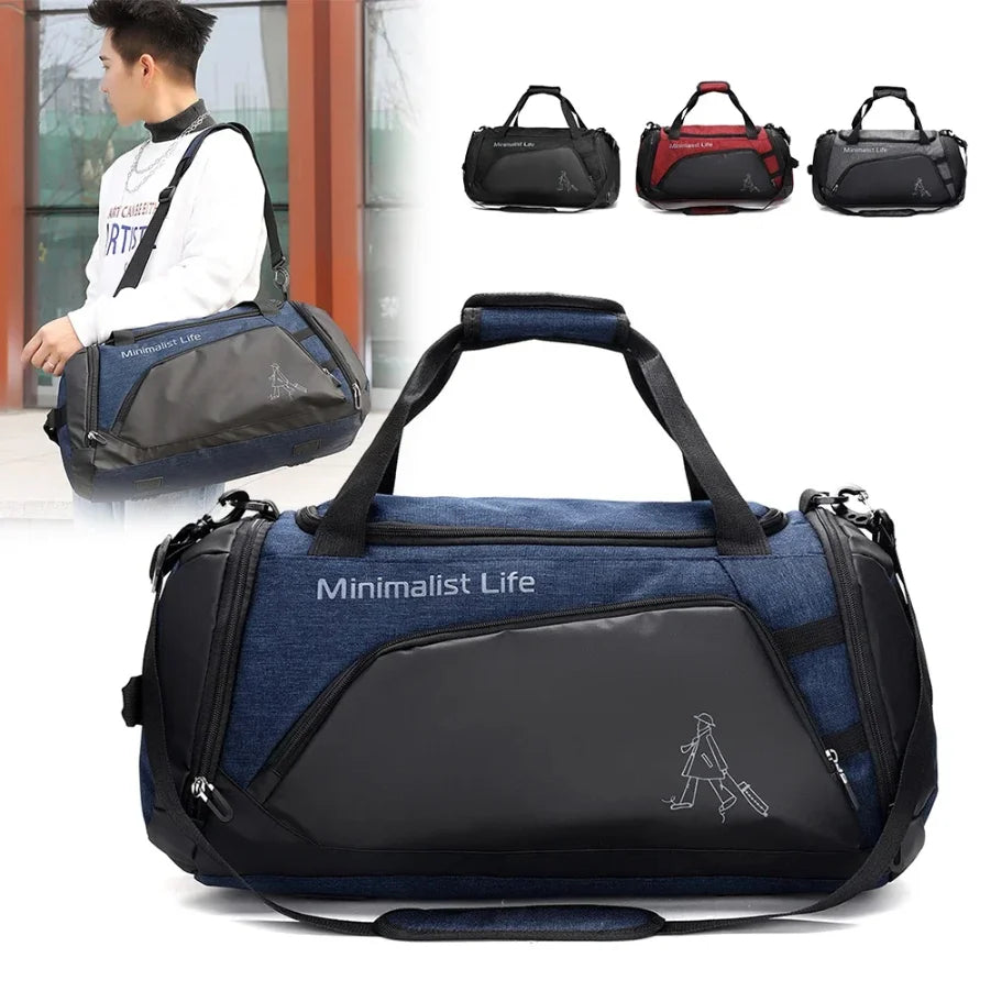 Waterproof Nylon Gym Bag – Dry & Wet Separation Sports Travel