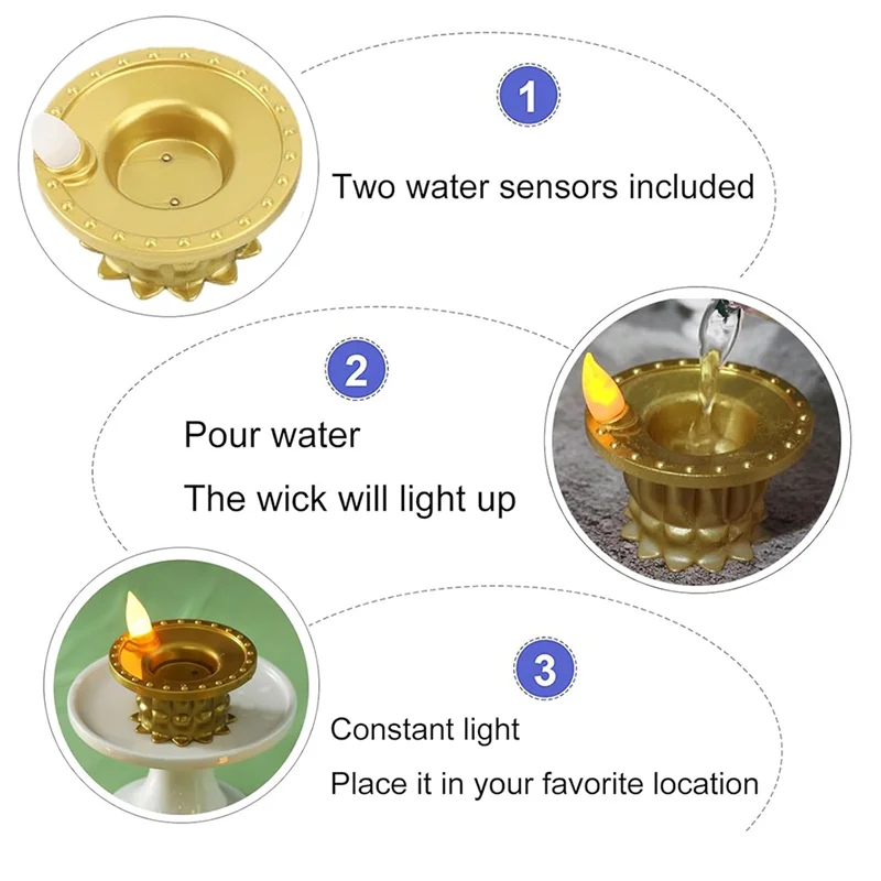 AB41-Flameless Oil Lamps, 12 Pcs Diwali Diyas Lamp Decorations, Diwali Led Water Sense Sensor Lights, Waterproof Lotus Tea Light