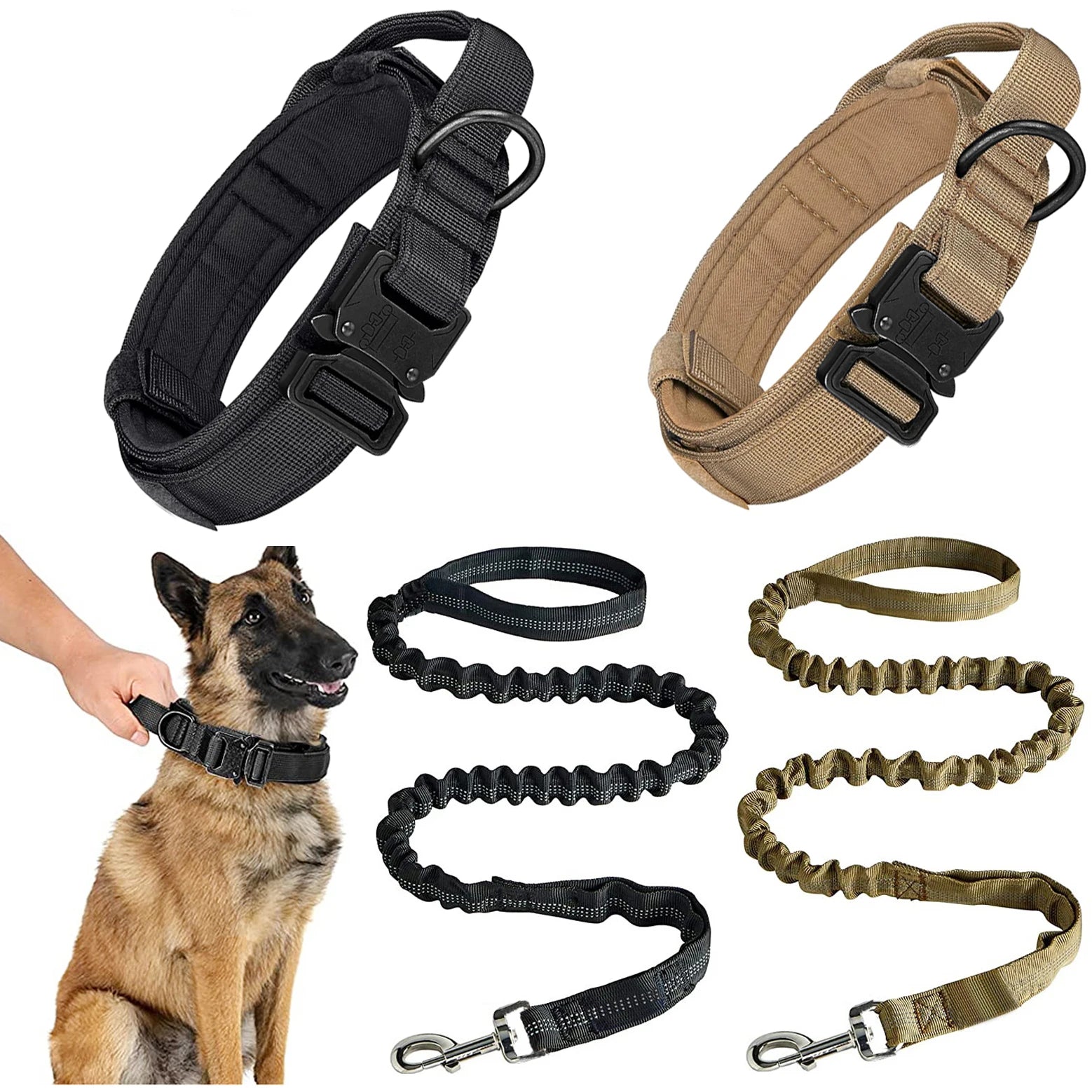 Heavy-Duty Military Tactical Dog Collar & Leash Set: Adjustable & Durable For All sized dog Pet Shop