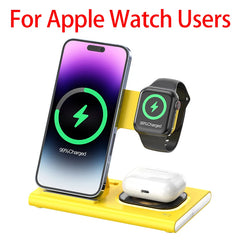 Foldable 3 In 1 Wireless Charger Stand Pad Desktop Fast Charging Station For iPhone 17 16 15 14 13 Samsung Apple Watch Airpods