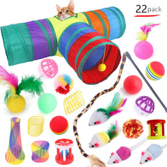 DualPet Kitten Toys Variety Cat Toy Combination Set Cat Toy Funny Cat Stick Sisal Mouse Bell Ball Cat Supplies 20 Piece Set Pet Shop