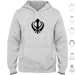 Khanda Hoodie Cotton Long Sleeve Khanda Sikhi Sikh Sikhism Religion Religious Punjab Punjabi Singh Kaur Sikh Symbol