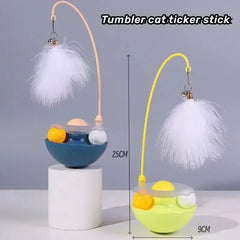 Funny Tumbler Cat Toys for Bite Resistant Removable Turntable Plush Feathers Cat Toy Interactive Cat Teasing Stick Pet Shop