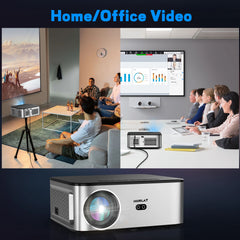 HORLAT 35000Lumens LCD Projector Android Beamer 8K Support 1080P Native Dual Band Wifi 6 Auto Focus Keystone Office Home Theater