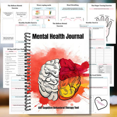 1SET Spiral Notebooks Daily Mental Health Journal, Self-Care, Meditation & Emotional Tracking Diary for Men and Women, Anxiety R