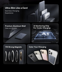 Baseus 5000mAh Magnetic Power Bank 15W Wireless 20W Wired Charging Thin Card-Sized Slim Portable Powerbank for iPhone 17 Samsung