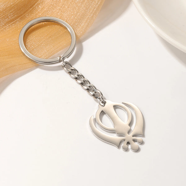 Punjabi Sikh Gold Keychain Pendant Gift 18K Stainless Steel Believer Faith Master Unique Symbol Religious Jewelry Souvenir Gift