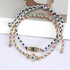 Lucky Eye Adjustable Colorful Braided Rope Bracelet Turkish Evil Eye Bead Copper Zircon Charm Bracelet for Women Men Jewelry