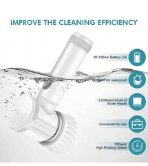 Electric Spin Scrubber, Bathroom Cordless Cleaning Brush Power Scrubber with  Replaceable Brush Heads, Electric Cleaning Brush