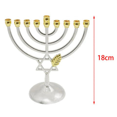 Metal Hanukkah Candleholder Geometric Hanukkah Decorative 9 Branch Menorah Candlestick for Standard Hanukkah Candles Hotel Home