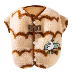 Bulldog Lambs Wool Dog Clothe Winter Warm Wavy Stripes Costume Pet Jacket for Small Medium Dogs Outdoor Pet Accessories