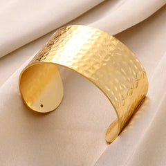 Wrinkle Texture Open Cuff Bracelet – Stainless Steel Bangle