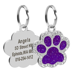 Personalized Dog Cat ID Tag Bling Rhinestone Puppy Kitten Name Tags Anti-lost Pet Collar Accessories Free Engraved Pet Products