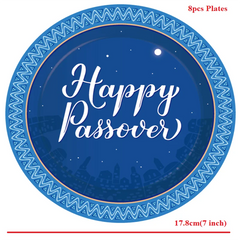Passover Decorations Happy Passover Tableware Set Napkins 7/9 inch Plates Jewish Festival Disposable Seder Plates or Passover