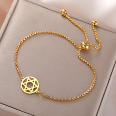 Dawapara Star of David Bracelet Jewish Prayer Judaica Hexagram Charm Protection Amulet Couple Gift Stainless Steel Jewelry