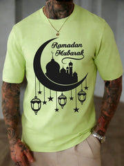 Islamic Ramadan Mubarak Moon Print Mens T Shirt Cotton Loose T-Shirts Summer New Fashion Clothes Male Casual All-Match Sportswear
