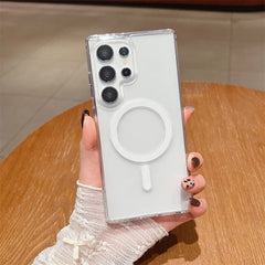 Magnetic Charge Phone Case For Samsung Galaxy S26 S25 S24 S23 Ultra S22 Plus S21 FE A35 A55 Clear Acrylic Slim Shockproof Cover