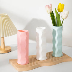 Nordic Vases Pure White Plastic Vases Imitation Ceramic Flower Vases Desktop Flowerpot Wedding Decor Home Ornament