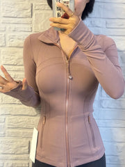 LULU FLORA Gold zipper sports jacket, suitable for yoga and running suitable for all seasons, quick-drying and breathable fabric
