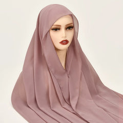 Instant Chiffon Hijab with Magnetic Buckle – Solid Color Scarf