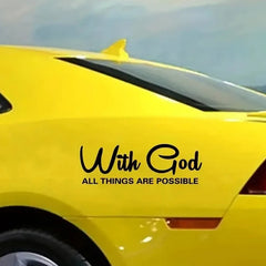 With God All Things Are Possible Car Sticker Waterproof Vinyl Decal Car Accessories Decor Pegatinas Para Coche