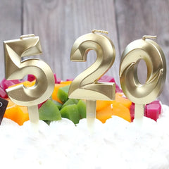 Creative Gold Diamond Number Candle Large 3D Birthday Cake Topper Decoration Party Supplies Anniversary Celebration Age Candle