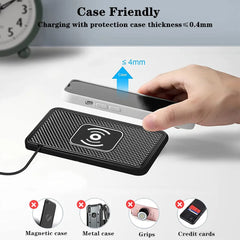 Car Wireless Charger Silicone Non Slip Pad for iPhone 17 16 15 14 Samsung Car Wireless Phone Chargers Fast Charging Station