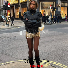 KONDALA Black Leather Jacket – Oversized Spring Coat