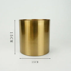 Gold-plated Brass Cylinder Vase Artificial Flowers Decorative Flower Arrangement Desk Decoration Minimalism Metal Floral Vases Home Decor