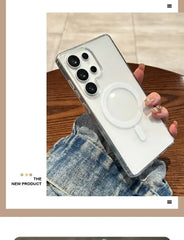For Magsafe Magnetic Charge Case For Samsung Galaxy S26 S25 S24 S23 Ultra Plus FE Edge A16 A15 A35 A55 Clear Acrylic Slim Cover