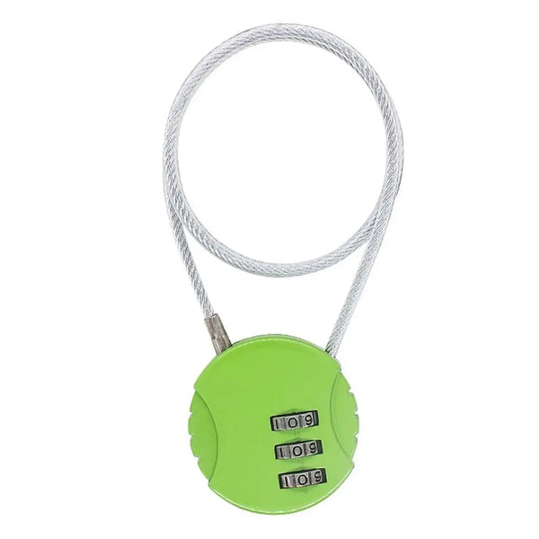 Extended Wire Rope Combination Lock 3 Digit Code Lock Password Motorcycle Helmet Metal Keyed Padlock Travel Anti-Theft Locks