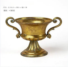 Vintage High Foot Iron Vase Classical Living Room Dry Flower Arrangement Accessories Creative Home Metal Flower Pot Decoration