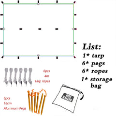 Waterproof Tent Tarp 19 Hang Points Survival Tent Outdoor Camping  Tactical Sun Shelter 4x4 3x4 3x3 Lightweight Sunshade Awning