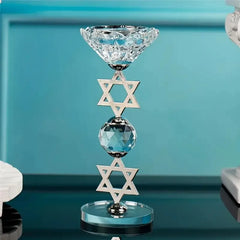 Hexagram Crystal Candle Holder Sacred Geometry Altar Stand for Meditation Yoga Healing Witchcraft Decor