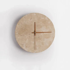 Marble Clock Wall Light Creative Wabi Sabi Yellow Living Room Nordic Restaurant Corridor Circular Travertine Decor Sconce Lamp