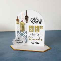 Acrylic Islamic Ramadan Countdown Calendar Gifts Day of Ramadan Calendar with Replacing Number 2026 Eid Mubarak Home Decoration