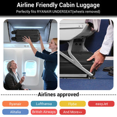 Kono 15 Inch ABS+PC Hard Shell ,Removable Wheels+Lightweight, Ryanair Approved Cabin Trolley, 40x30x20 Under Seat Hand Luggage
