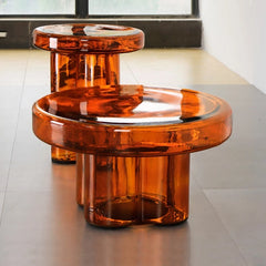 Artistic Glass Coffee Table, Creative Design End Tables for Living Room , Stylish Accent Tea Table with Various Sizes & Colors Living Room Furniture