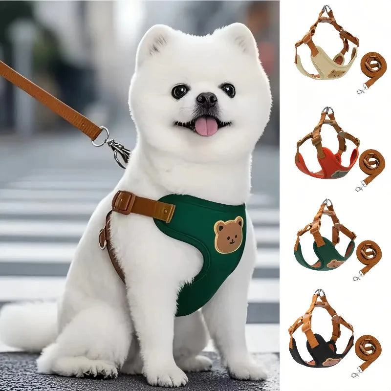 Pet Dog Harness Leash Set Small Medium Dog Cat Vest Breathable Puppy Chest Strap French Bulldog Chihuahua Harness Pet Supplies Pet Shop